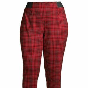 red plaid stretch pants